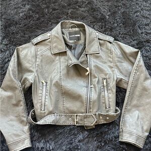 Washed Faux Leather Moto - Black